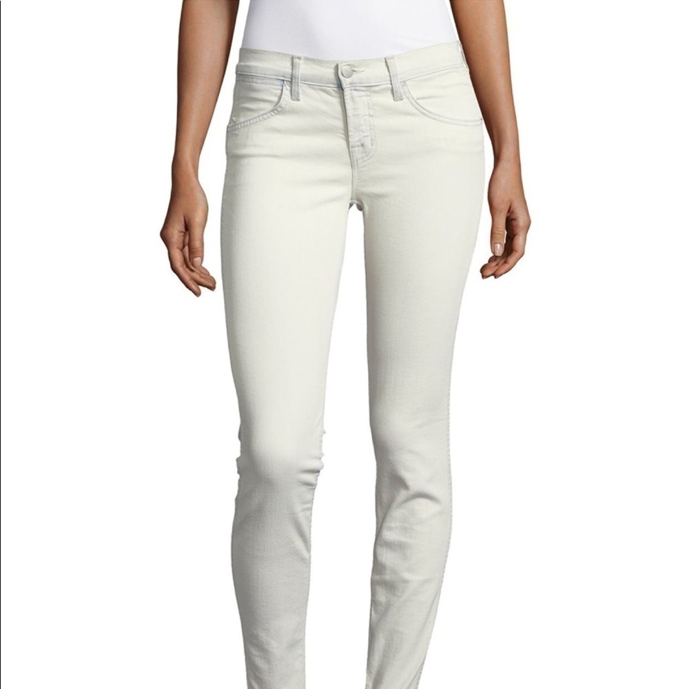 J Brand SZ 32 white cropped rail jeans